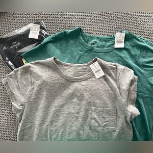 J. Crew Factory Cropped girlfriend crewneck tees. Black, Green, Grey.